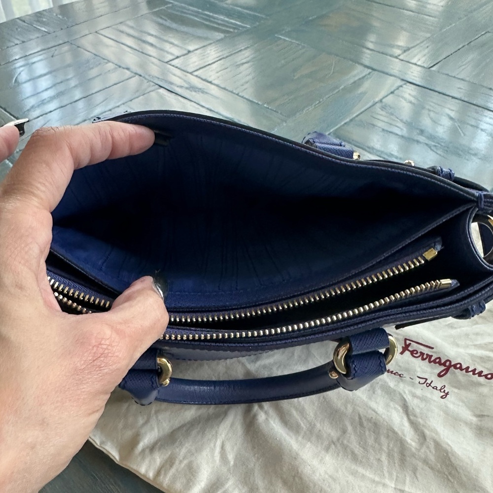 Salvatore Ferragamo Medium Blue Batik Leather Tote - Picture 14 of 16